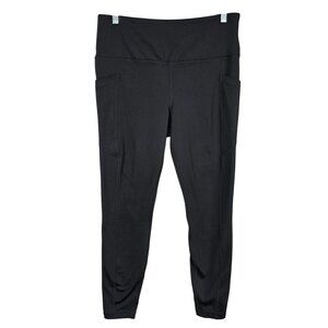 Womens Velocity Black Fleece Lined Serena Leggings Hi Rise Polyester Stretch L